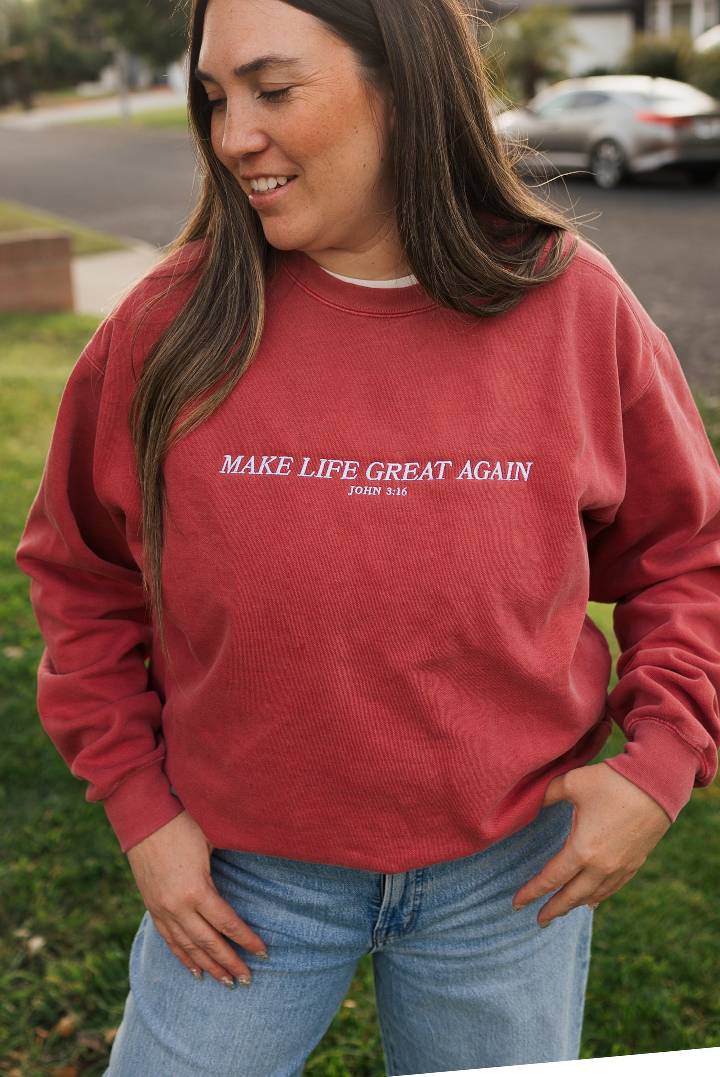 Make Life Great Again (John 3:16) Sweatshirt Crimson